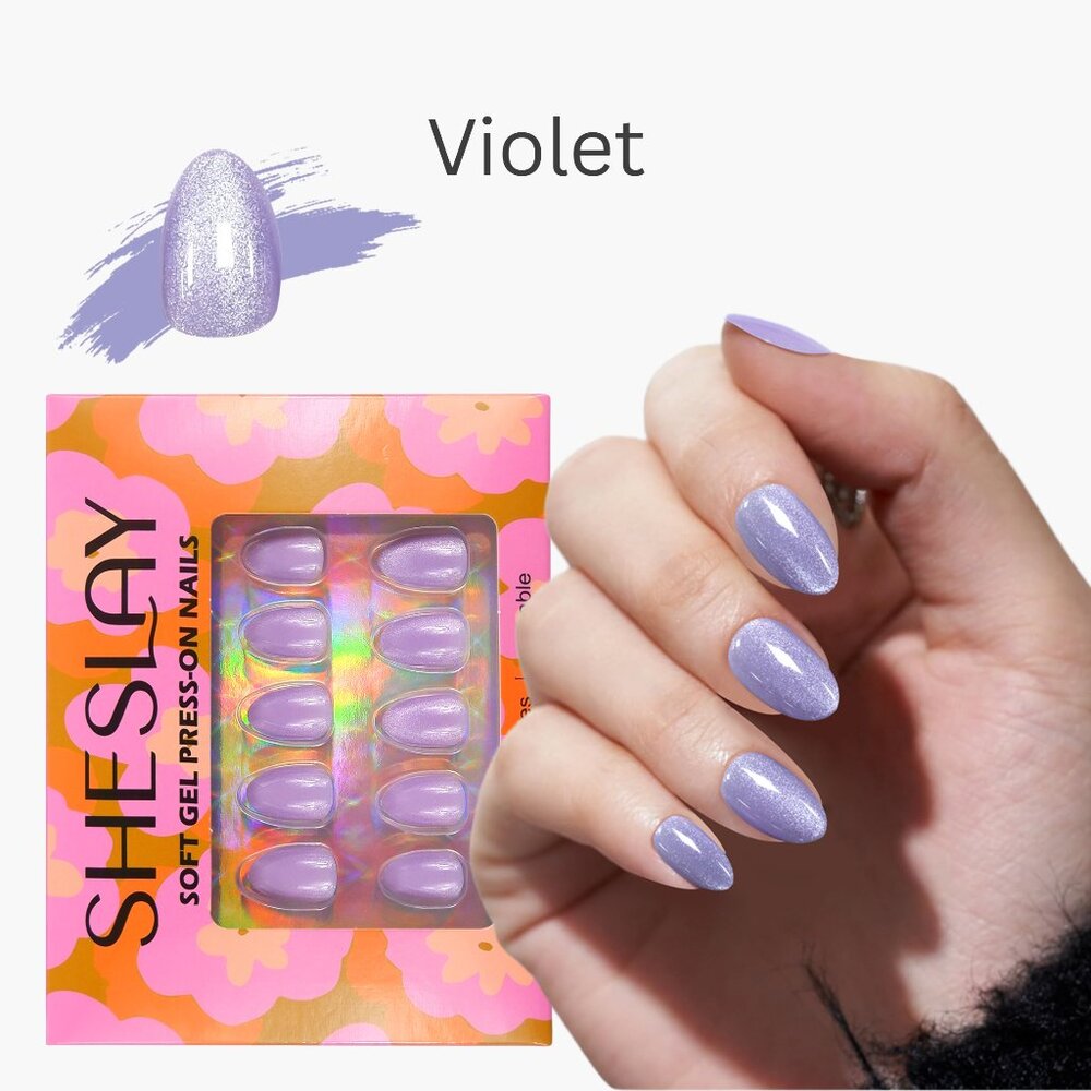 Violet-SheSlay Soft Gel Press-On Nails – 30pcs Full Kit